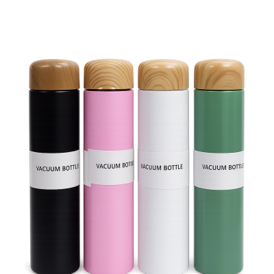 Premium Stainless Steel Vacuum Bottle with Wooden Lid