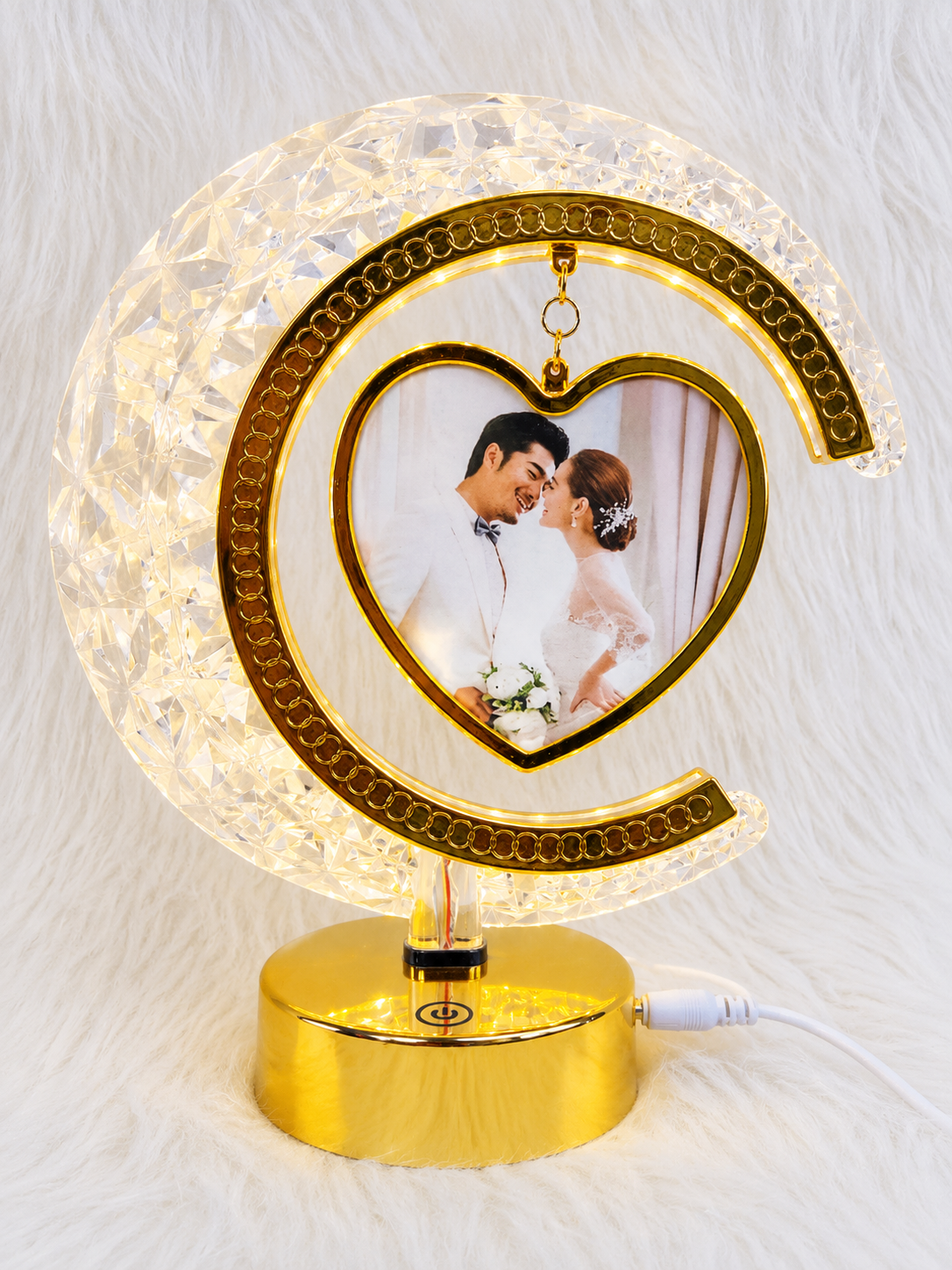 Customized Crystal Crescent Moon LED Photo Frame