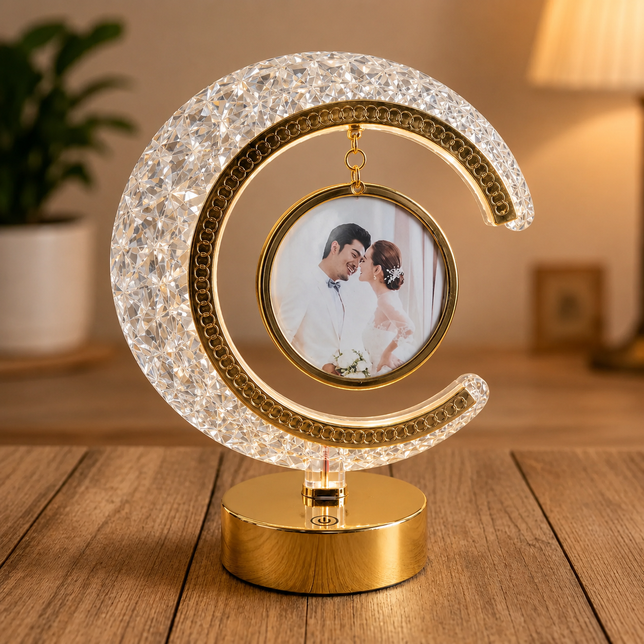 Customized Crystal Crescent Moon LED Photo Frame - Image 3