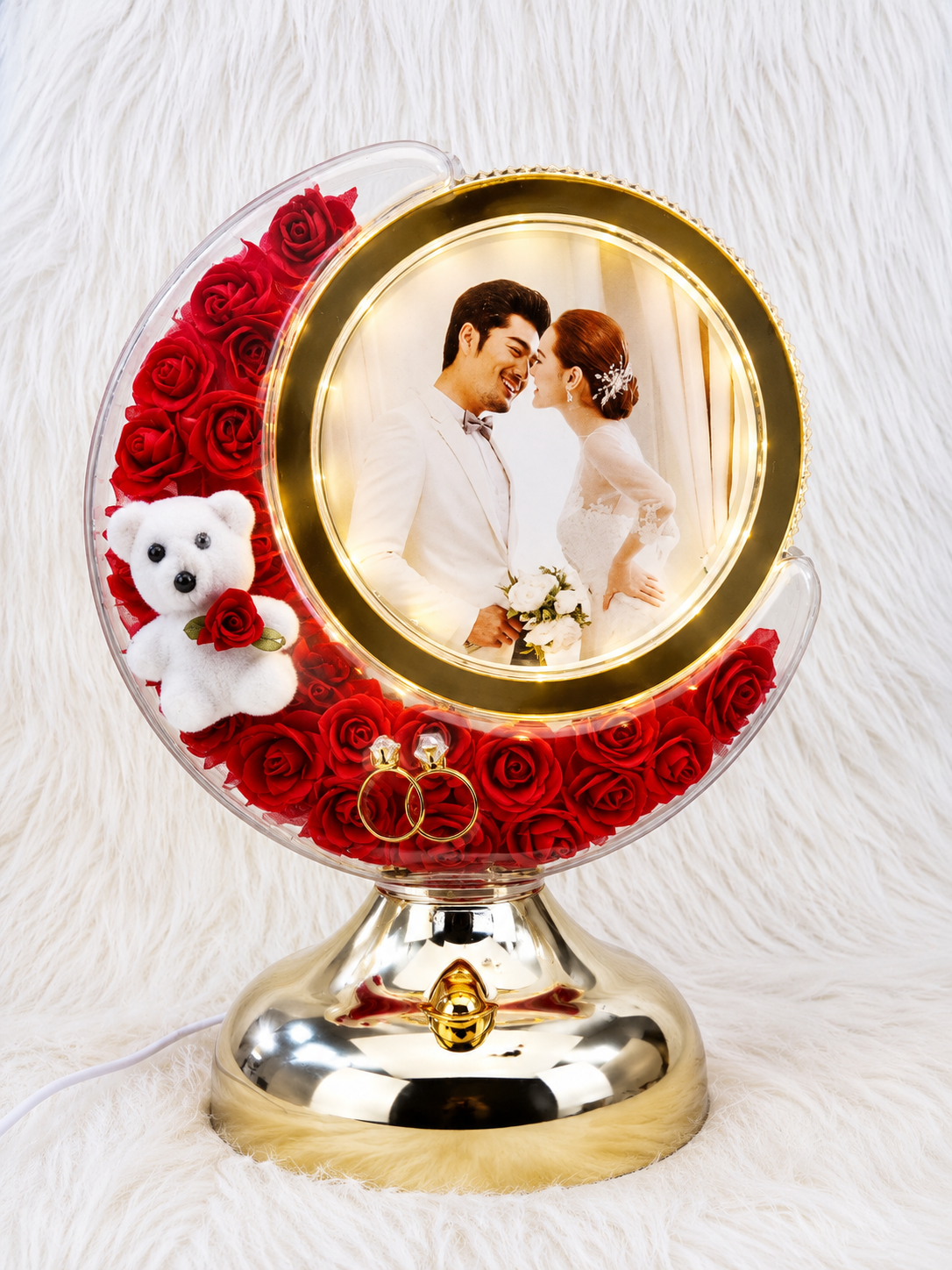 Customized LED Rose Moon Photo Frame With Ring - Image 2