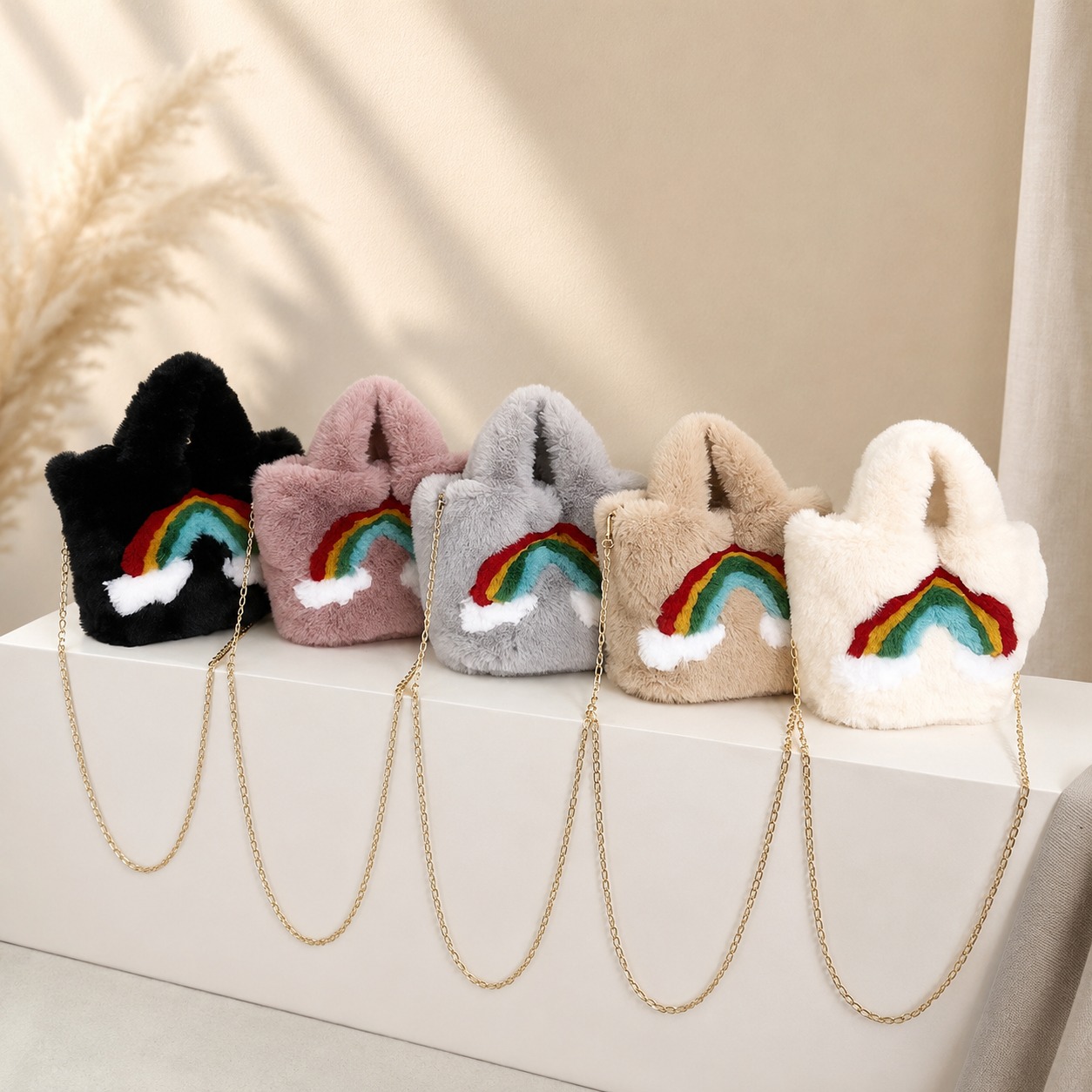 Rainbow Plush Mini Handbag