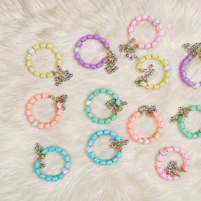 Pastel Beaded Charm Bracelet Set