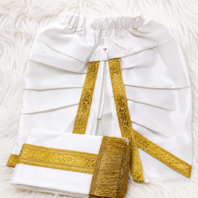 Traditional White & Gold Dhoti Set